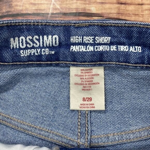 Mossimo High Rise Denim Shorts Cut Off Distressed Lace Pockets - Picture 5 of 8